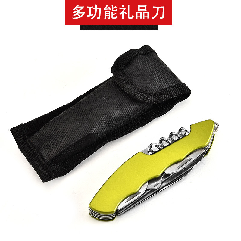 厂家直销多功能礼品刀开瓶器不锈钢瑞士小刀野营用具户外折叠刀具