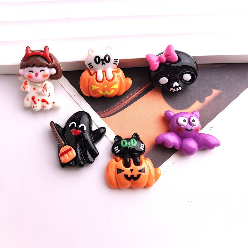 New Pumpkin Skull Halloween Variety of Resin Accessories Handmade DIY Material Mobile Phone Case Refrigerator Sticker Headband Hair