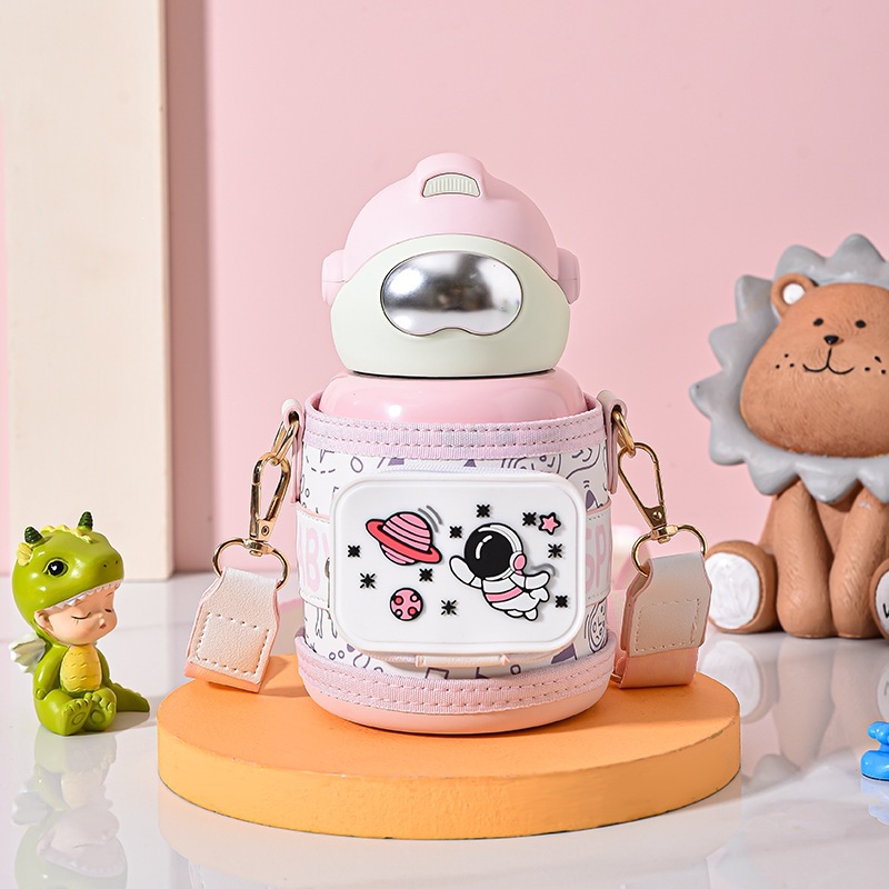 Alimentos de grado 316 acero inoxidable para niños tazas de aislamiento de calor tazas de rebote portátiles al aire libre tazas de paja de caída tazas de dibujos animados tazas de vientre