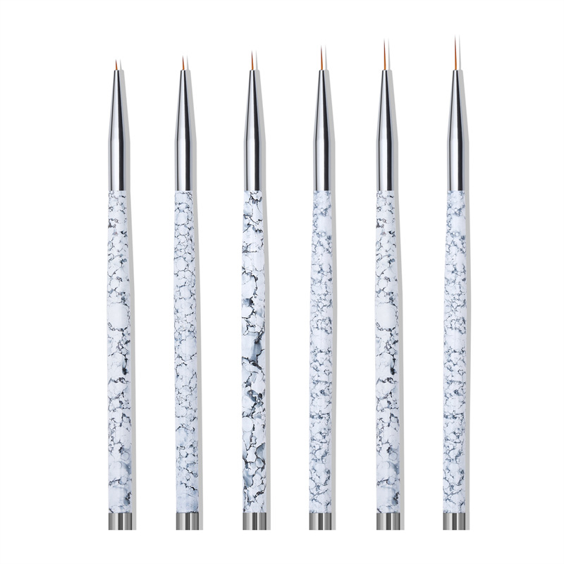 Amazon popular 6-piece marbling uñas dibujo pluma pintura pluma dibujo pluma gancho pluma conjunto de uñas pluma