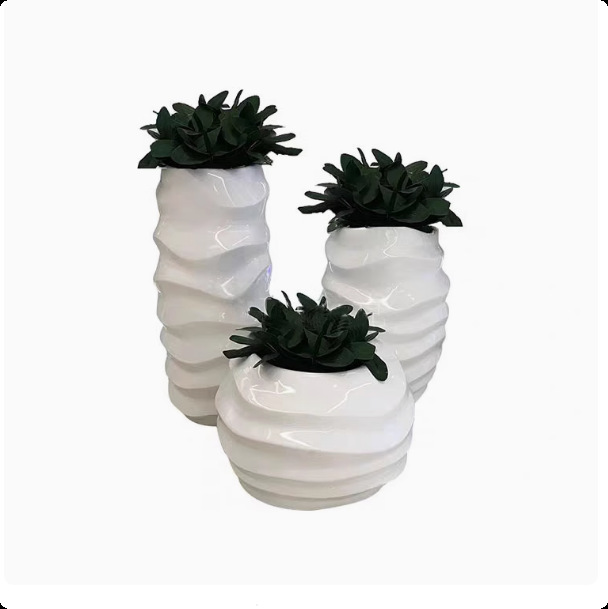 Fibra de vidrio corrugada combinación de maceta de flores centro de negocios hotel club de ocio maceta de fibra de vidrio bonsai flores