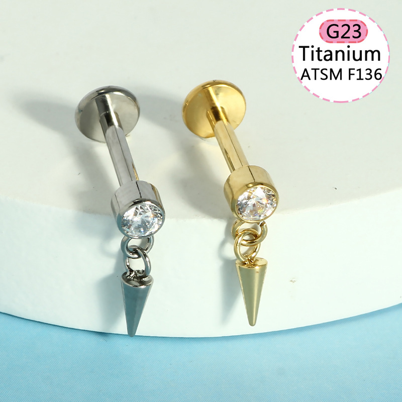 G23 Titanium Chain Pendant Lip Nail Peach Heart Butterfly Ear Screen Nail Lip Ring Ear Bone Nail Jewelry F136 Body Piercing Jewelry detail image 7