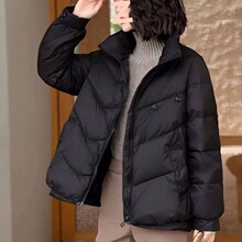 新款韩版宽松休闲羽绒服女短款时尚立领白鸭绒加厚红色两粒扣外套