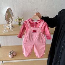 女宝背带套装秋季童装批发跨境外贸2025新款时髦婴儿女童分体秋装