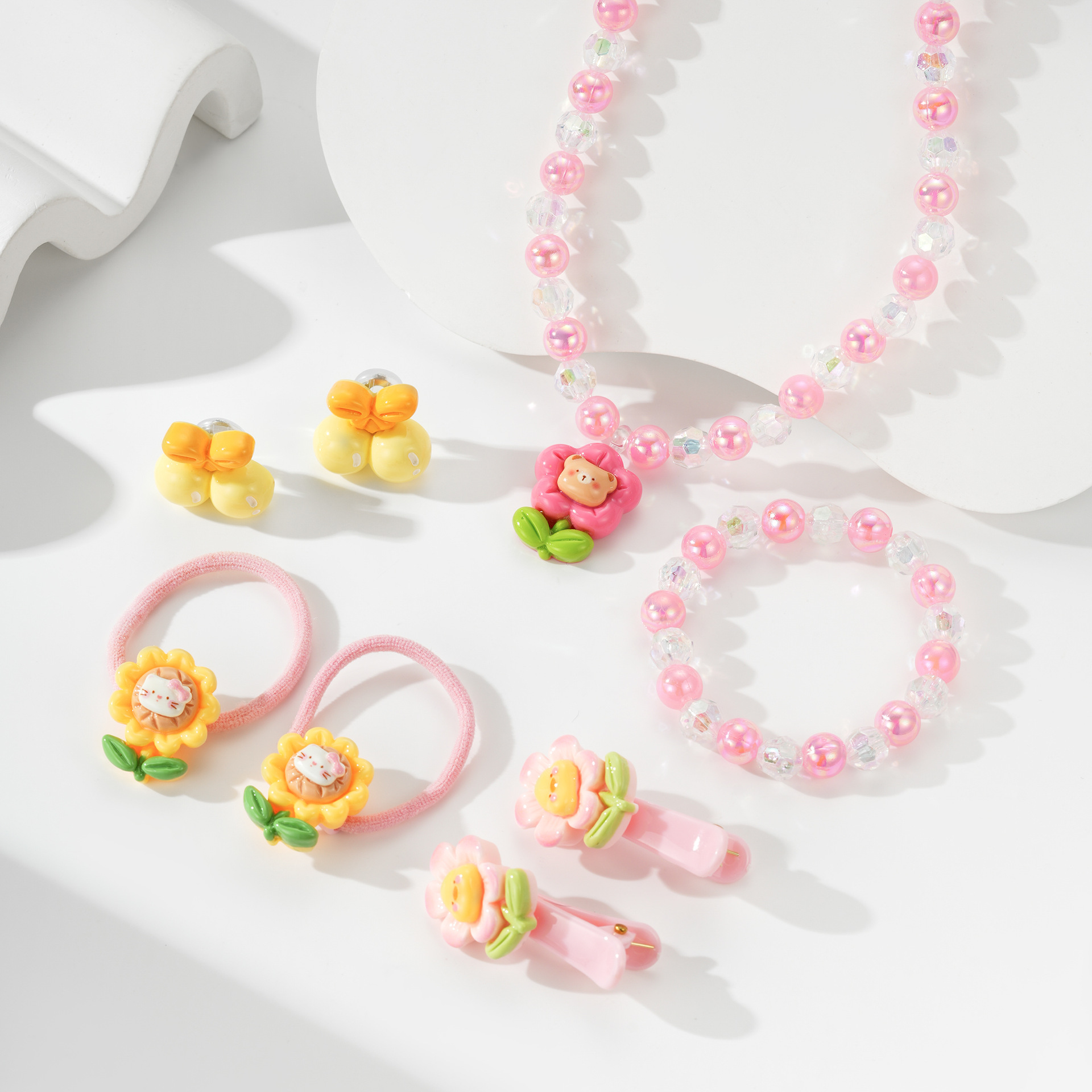 Resina transfronteriza encantadora dibujos animados flores de sol para niños cuentas collares brocas de pelo joyas de mano cubierta de joyas de niña pequeña image 2