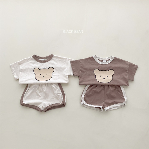 Summer baby Korean version 0-4 year old baby set going out ins male and female baby home clothes pure cotton breathable two-piece set
