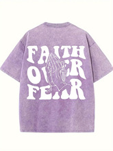 [Vintage Graphic Tee] Comfortable Vintage-Inspired "Faith Ov