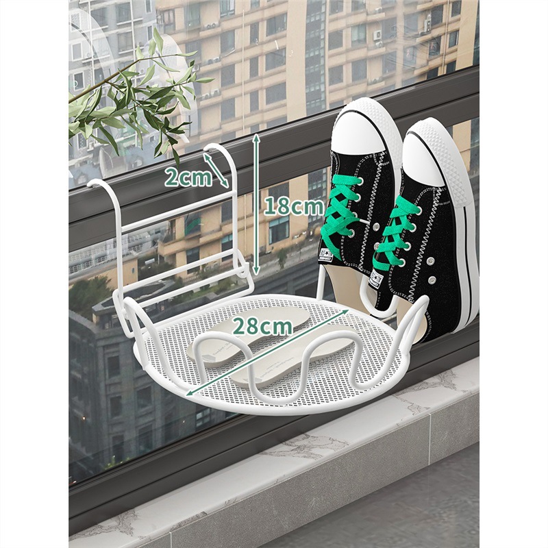 Balcón estante de secado de zapatos artefacto anti-robo ventana barandilla ventana estante de secado ventana alféizar sandalias de secado al aire libre