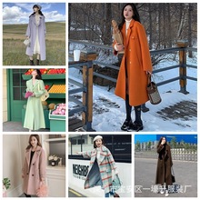呢子大衣女2022冬季新款韩版修身双面羊绒毛呢子大衣外贸地摊批发