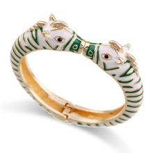 欧美时尚中古珐琅斑马合金开口手镯 亚马逊跨境热销手环厂家直供