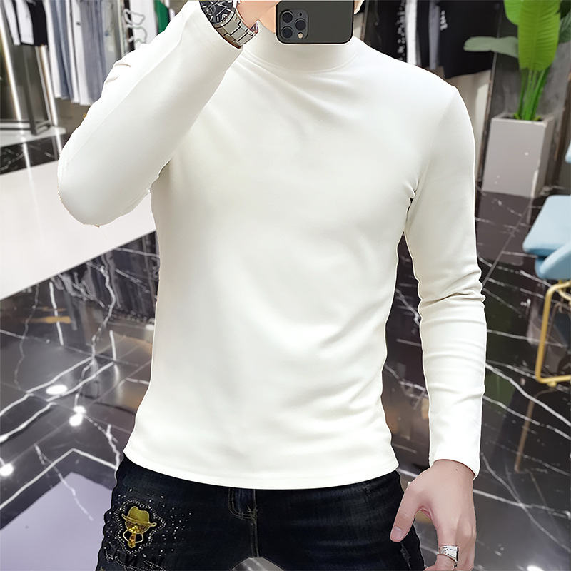 Maglione invernale da uomo di alta qualità, a maniche lunghe, con collo alto, vestibilità attillata, caldo ed elastico, tinta unita, in lana_voghion.com