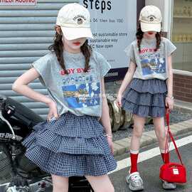 2026新款少女印花T恤蛋糕裙组合套装图片色套装实力商家有吊牌