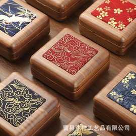 复古木质印花首饰盒手镯珠宝包装盒古玩核桃手串收藏盒珠宝饰品盒