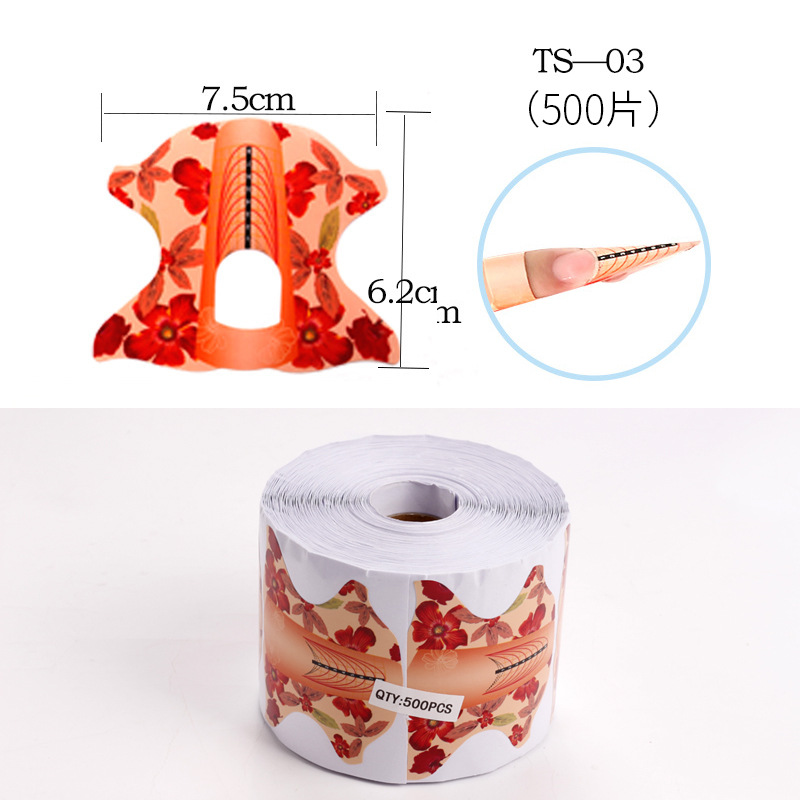 Soporte de papel de uñas transfronterizo Extensión de fototerapia francesa Herramienta de uñas Mariposa de uñas Soporte de papel rectangular de herradura 500 piezas