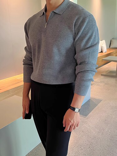 Korean Trend Zipper Sweater Men's Collar Korean Trend Casual Long Sleeve Solid Color Knit Top Coat Fashion