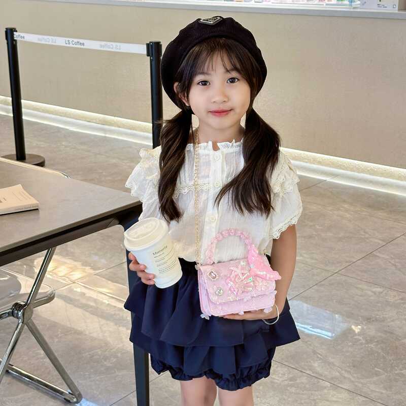 2024 nuevo niño hombro mochila princesa bolsa sirena bolsa de moda bolsa de perlas