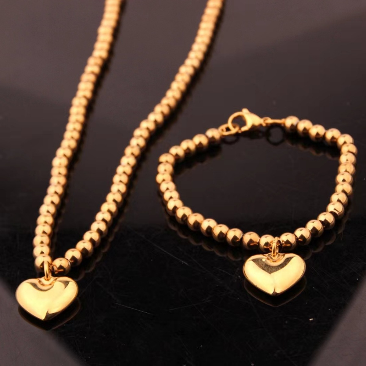 Sweet Heart Shape Alloy Plating Women's Bracelets Necklace display picture 7