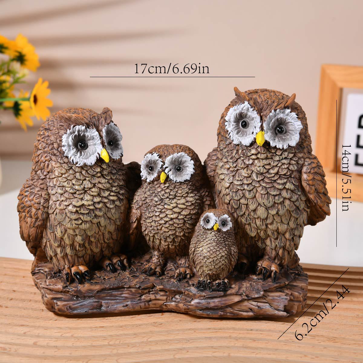 Creativo búho con cachorro resina artesanía ornamentos decoración de vestíbulo decoración del hogar armario interior