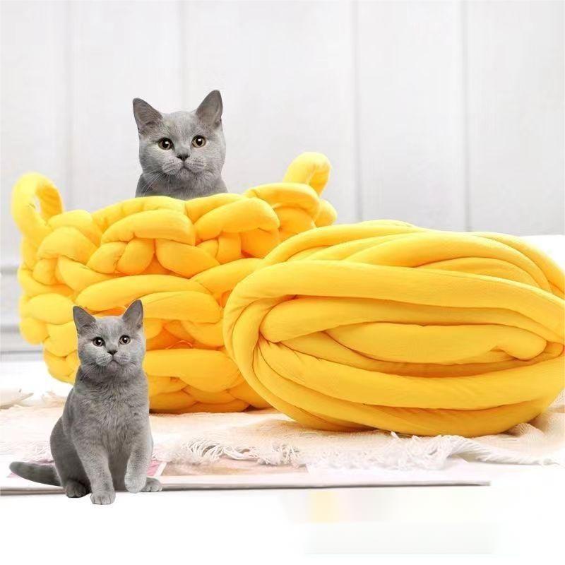 Descuento venta directa de fábrica hilo tubular de algodón con núcleo de llenado 2cm hilo islandés almohada tejida a mano manta nido para gatos barra anticolisión 250g