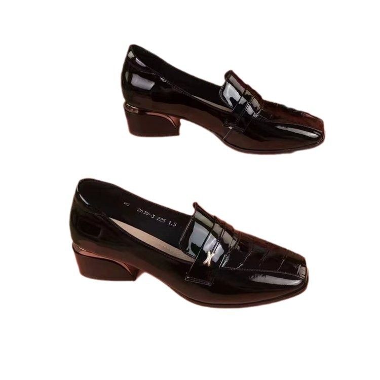 Zapatos de trabajo de cuero lacado de mujer negro suave cómodo para trabajar durante mucho tiempo de pie no se cansa zapatos de trabajo de talón alto zapatos de mujer