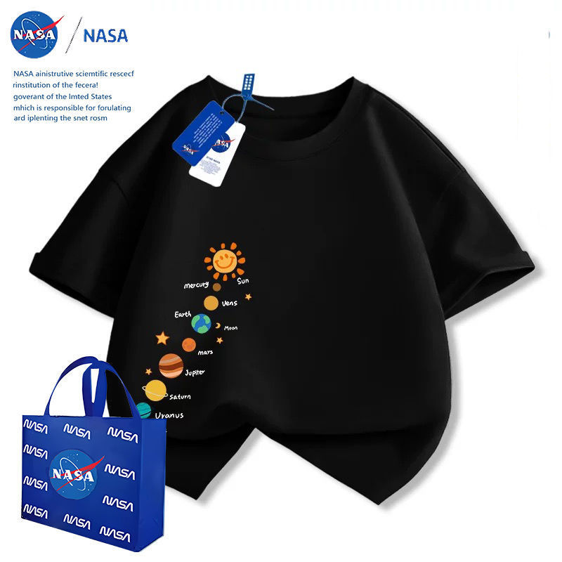 NASA ボーイズ半袖 Tシャツ 2025 新作夏中型と大型の子供と女の子の多用途でかわいいトップストレンディな子供服|undefined