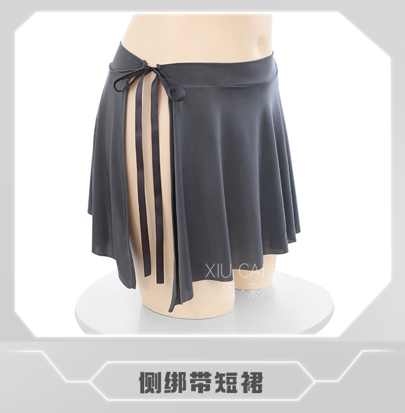 Student Uniform Roleplay Lingerie Set with Halterneck Top, Miniskirt and Crotchless Panties — detail image 19