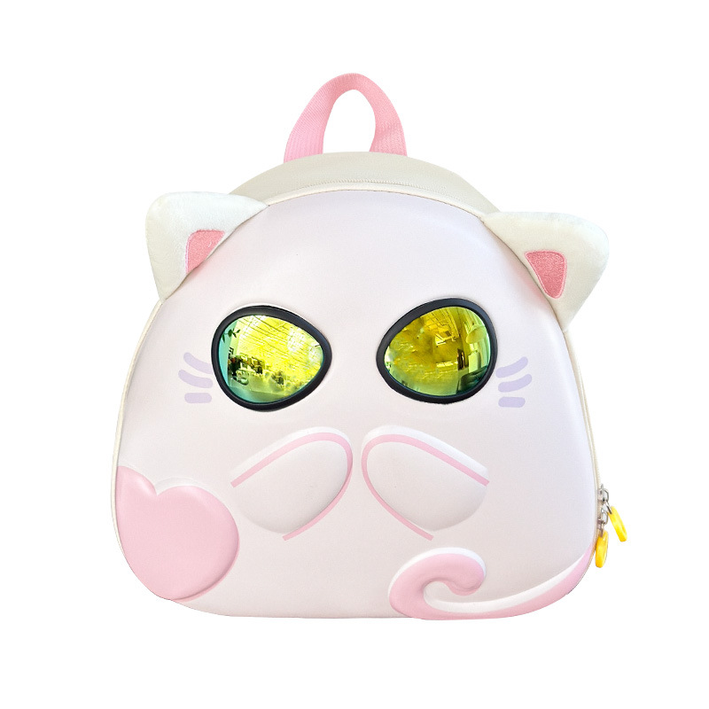 Jardín de infantes mochila pequeña para bebés lindos gafas de sol gatitos, mochila para niños y niñas, nueva mochila para niños con cáscara de huevo