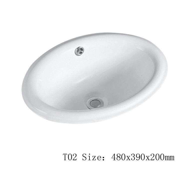 Cerámica lavabo debajo de la mesa incrustado lavabo de cerámica de hotel de alojamiento en casa lavabo de lavado de mano lavabo doméstico lavabo único hogar