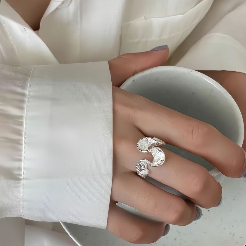 Xiaohongshu 新製品 S925 スターリングシルバーリング女性の夏インスタイルハイエンドニッチライト高級非退色シルバージュエリー|undefined