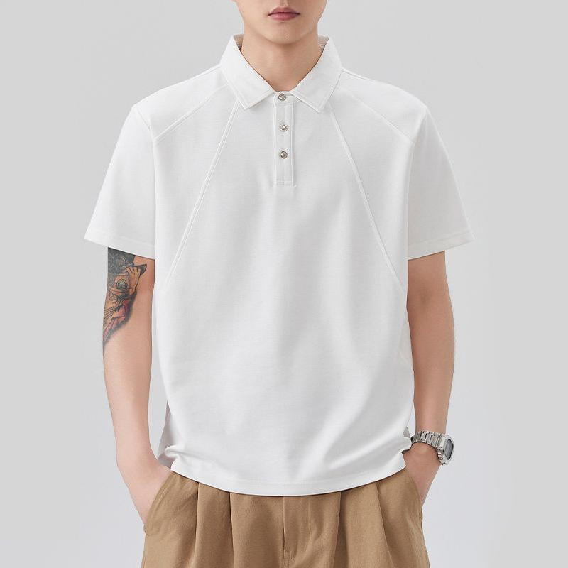 Shanggu Men's Wear Summer Heavyweight Modal Short Sleeve Polo Shirt Simple Solid Color Hong Kong Style Loose Fit Turn-Down Collar Half Sleeve T-Shirt Shanggu Men's Wear Summer Heavyweight Modal Short Sleeve Polo Shirt Simple Solid Color Hong Kong Style Loose Fit Turn-Down Collar Half Sleeve T-Shirt