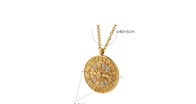 French Style Astrolabe Titanium Steel Pendant Necklace Zircon Stainless Steel Necklaces