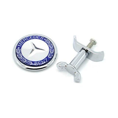 Suitable for Mercedes-Benz E-Class, S-Class, S450, Lawrence, Brabus, and AMG model hood badge modification (Car logo) - standard-blue-wheat-sheaves-from-vertical-label-to-flat-label