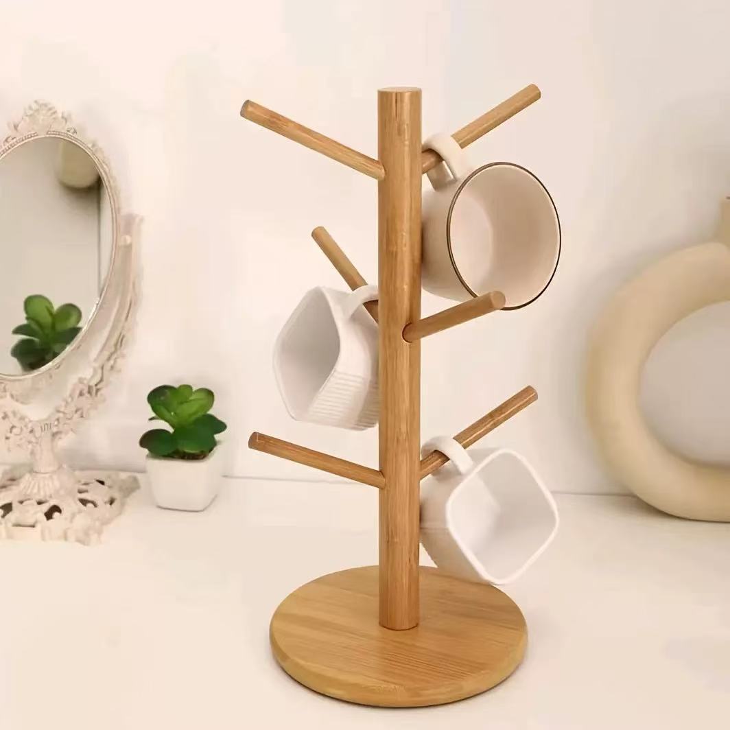 Taza de agua de bambú, almacenamiento de drenaje, portavasos, estante de almacenamiento de taza, estante de joyería para llave de entrada, estante para almacenamiento transfronterizo al por mayor