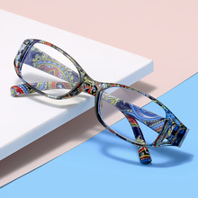 跨境新款防蓝光老花镜印花老光镜阅读时尚花纹超轻女士老花镜