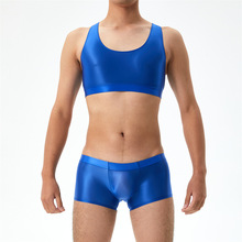 跨境爆款男情趣内衣油亮光泽丝滑高弹大码透明性感亚马逊速卖通