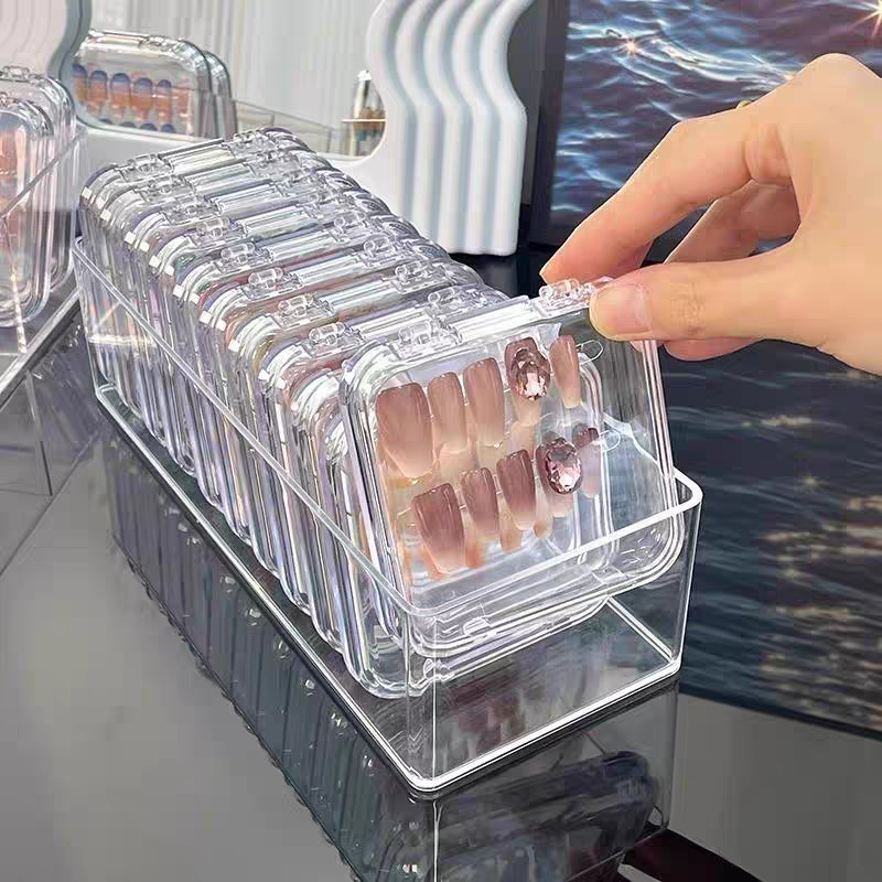 着用甲収納ケース透明カバー付き防塵ネイル爪貼り整理棚大容量ネイル携帯展示ケース|undefined