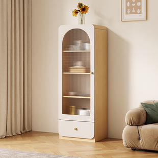 Log Cream Style Sideboard Wine Cabinet Home Living Room Bookcase Storage Cabinet Wall Display Cabinet Snack Cabinet Storage Side Cabinet