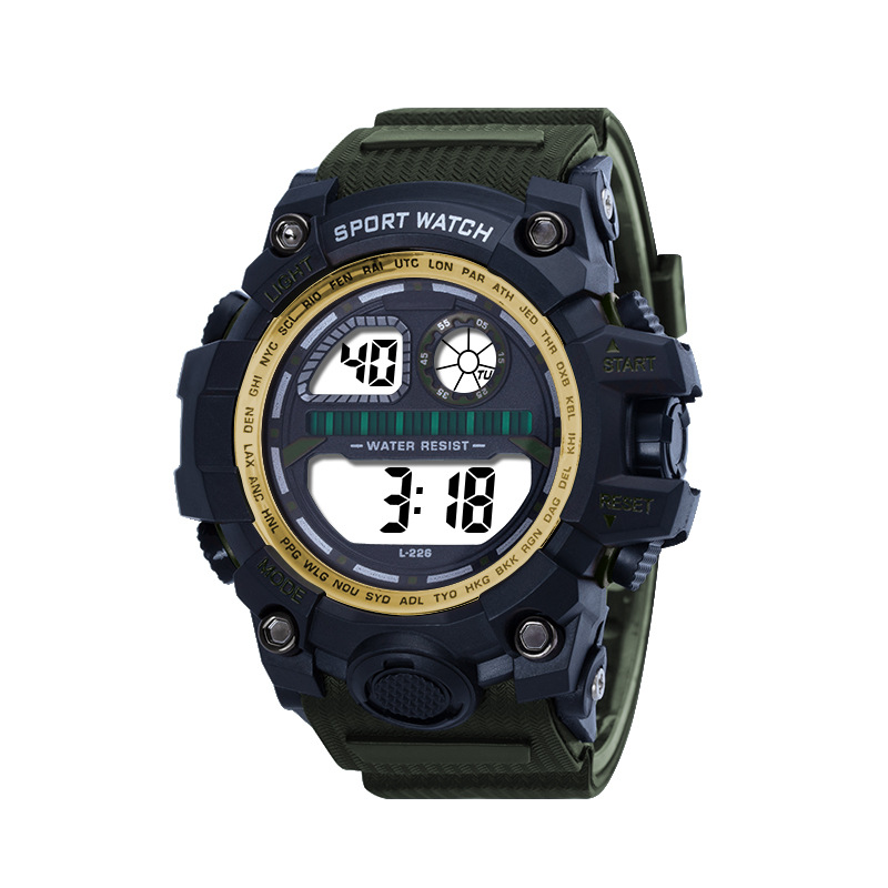 Gaof deportes estilo simple reloj al aire libre multi-funcional impermeable de los hombres de moda estudiante luminoso reloj de alarma al por mayor