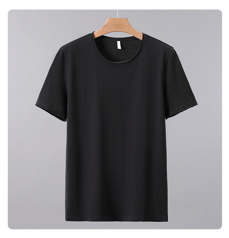 Pure cotton, solid color, short sleeved T-shirt with a base, white T-shirt with inner layer, men's half sleeved T-shirt_voghion.com
