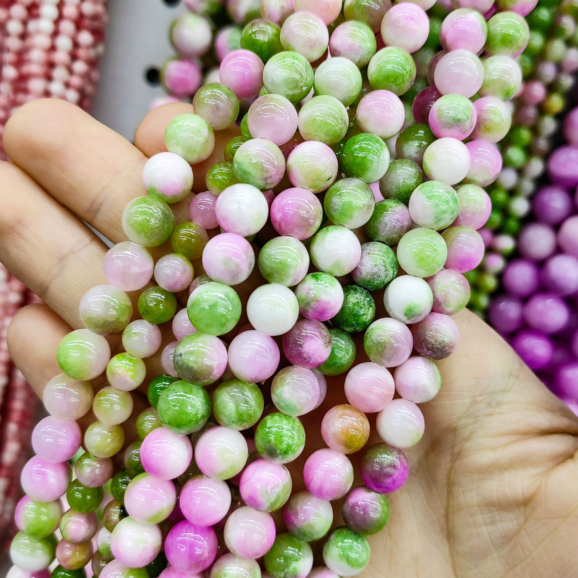 Jade persa natural optimizado multicolor color Calcedonia cuentas redondas cuentas sueltas semiacabados accesorios de joyería de DIY al por mayor image 12