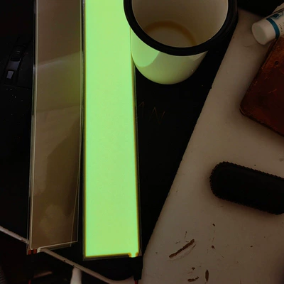Cuttable flexible ultra-thin light-emitting sheet without light beads, EL cold light sheet, battery-powered light board, light strip, cold light lamp strip (Cold light sheet) - fluorescent-yellow-5cm30cm12v-driver-without-switch
