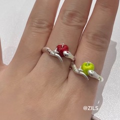 「ピンセット安」甘いクールな風の赤いリンゴの霊蛇の4芒星のピアスの指輪のファッション的な高い顔の値の小さい大衆の指輪