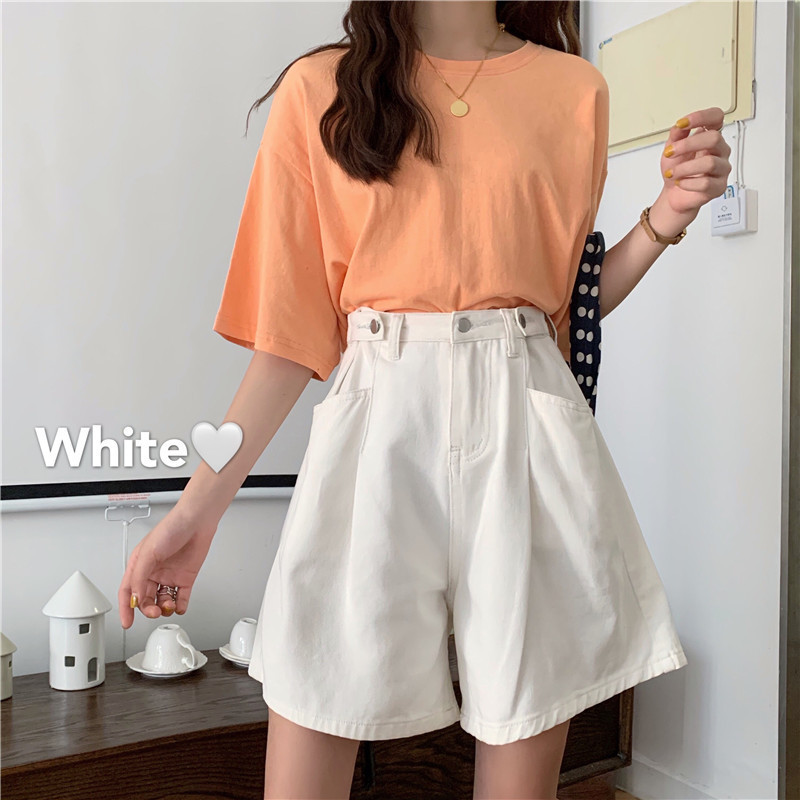 Denim Shorts Women's Summer 2024 New Arrival Loose Pants High Waist Thin Torre A Character Straight Wide Leg Hot Pants