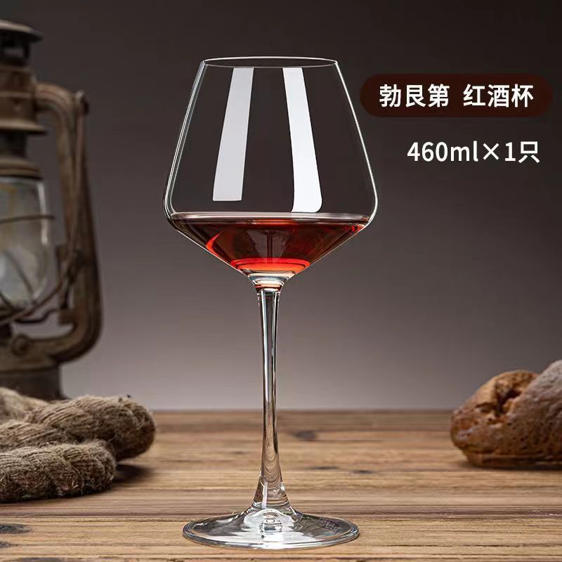 Gran taza de vino de borgoña al por mayor casera de cristal creativo de lujo taza de pie alto taza de vino de estómago