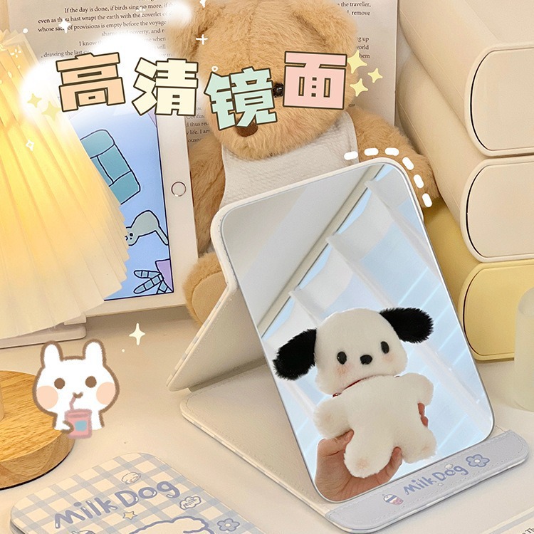 Folding cute handheld portable mirror for traveling