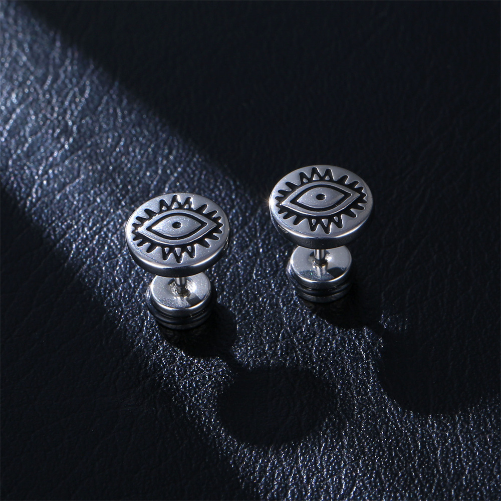 Retro Round Devilu0027S Eye Stainless Steel Plating Earrings 1 Pair