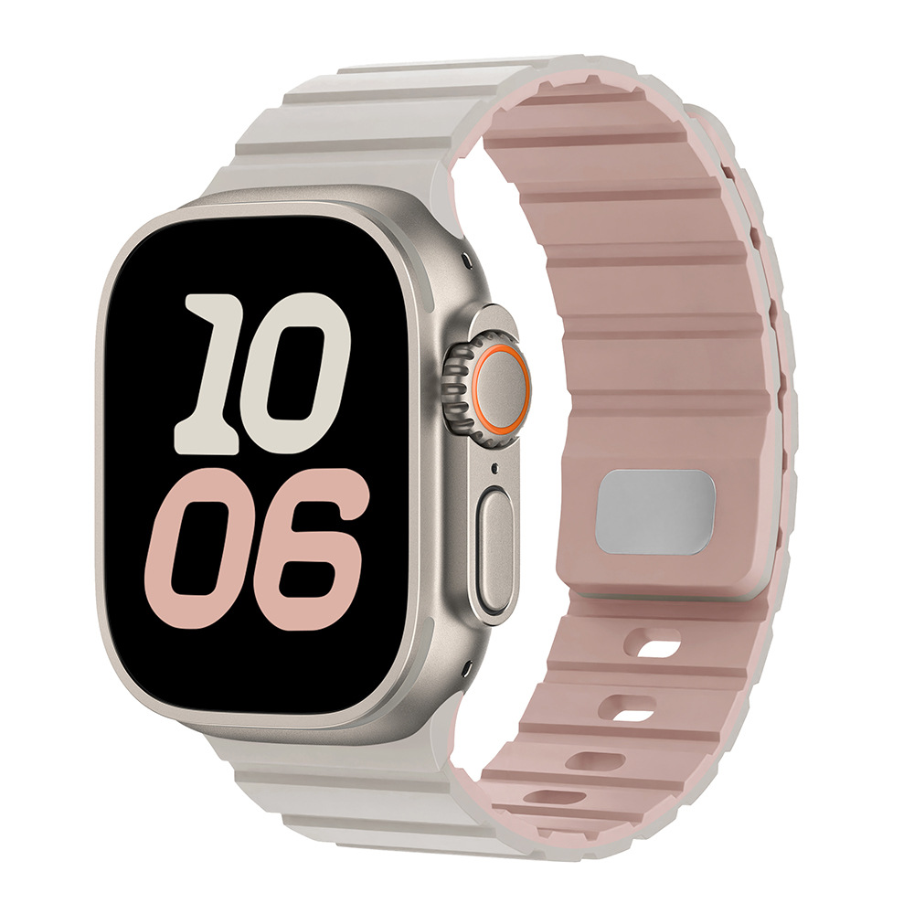 Para Apple Watch10 correa de reloj cuadrada botón magnetic silicona deportiva iWatch9SE hombre y mujer premium