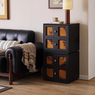 French Mid-Century Style Black Retro Fragrant Cloud Yarn Solid Wood Chest of Drawers Living Room Sideboard Bedroom Storage Storage Carmen Cabinet