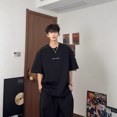 痞帅高级感重ポンドtシャツメンズ夏デザイン感肩当て半袖アメリカンハイストリートcleanfit半袖