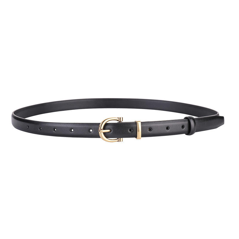 Wholesale Black Jeans with Cowhide Decorative Casual Suit with New Pin Buckle Women Leather Thin Belt Wholesale Black Jeans with Cowhide Decorative Casual Suit with New Pin Buckle Women Leather Thin Belt